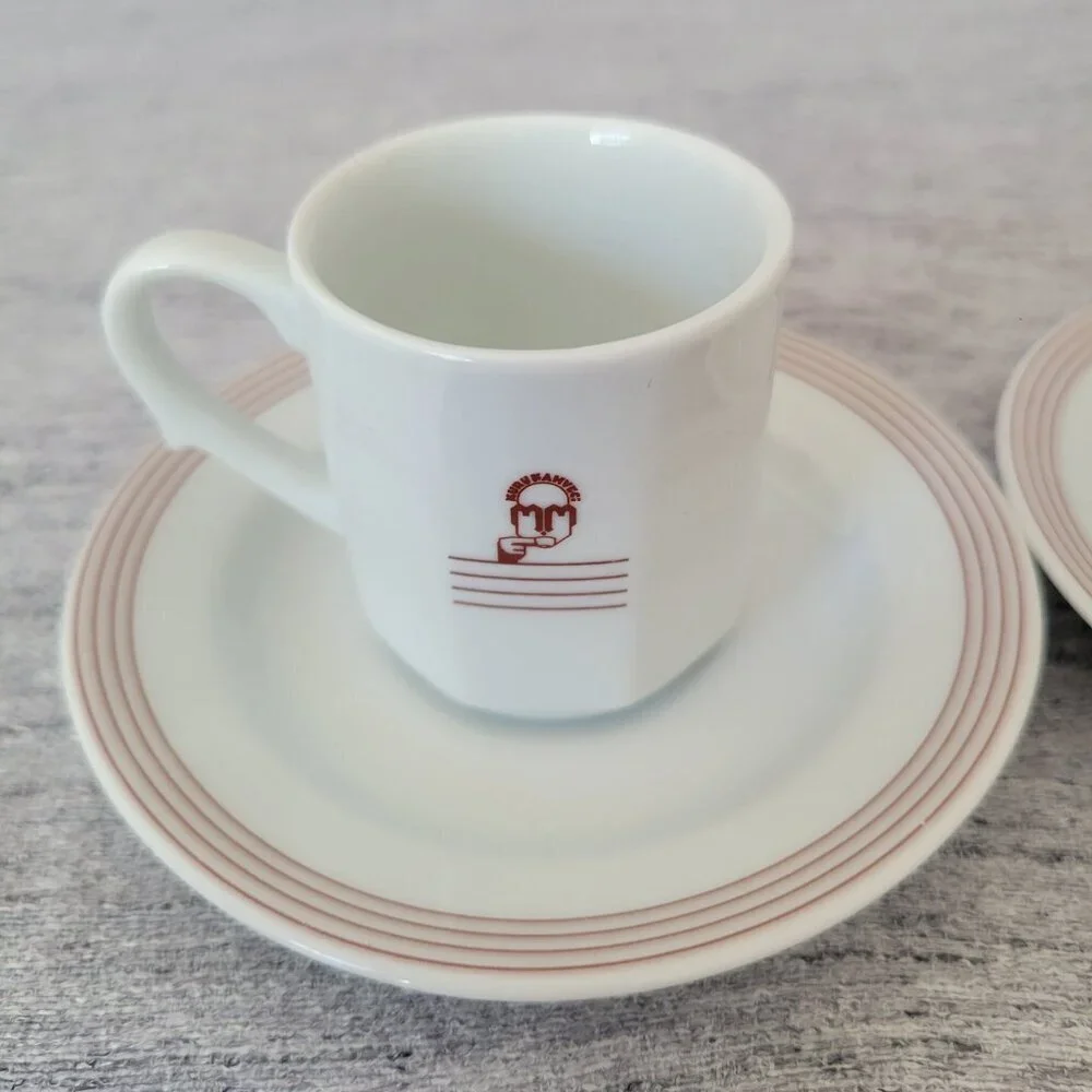 Set of 2 Kutahya Kurukahveci Turkish Porcelain  Coffee/Espresso Cup & Saucer